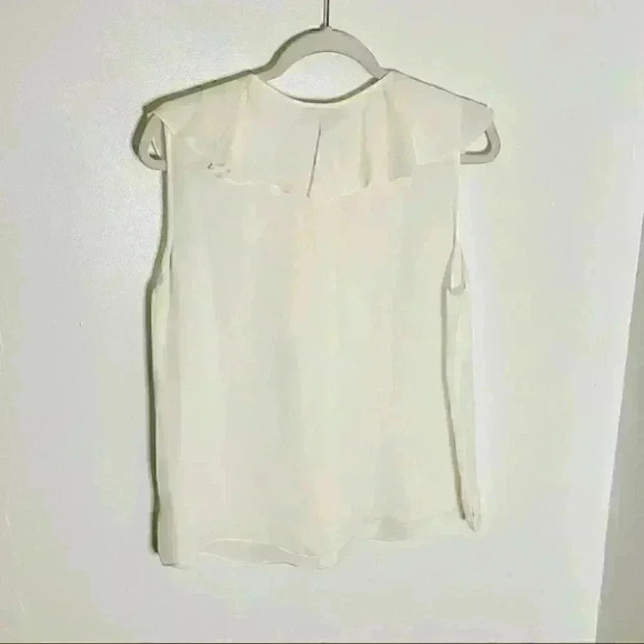 NWT Rickie Freeman for Teri Jon White Ruffle Silk Button Front Blouse - Picture 7 of 7